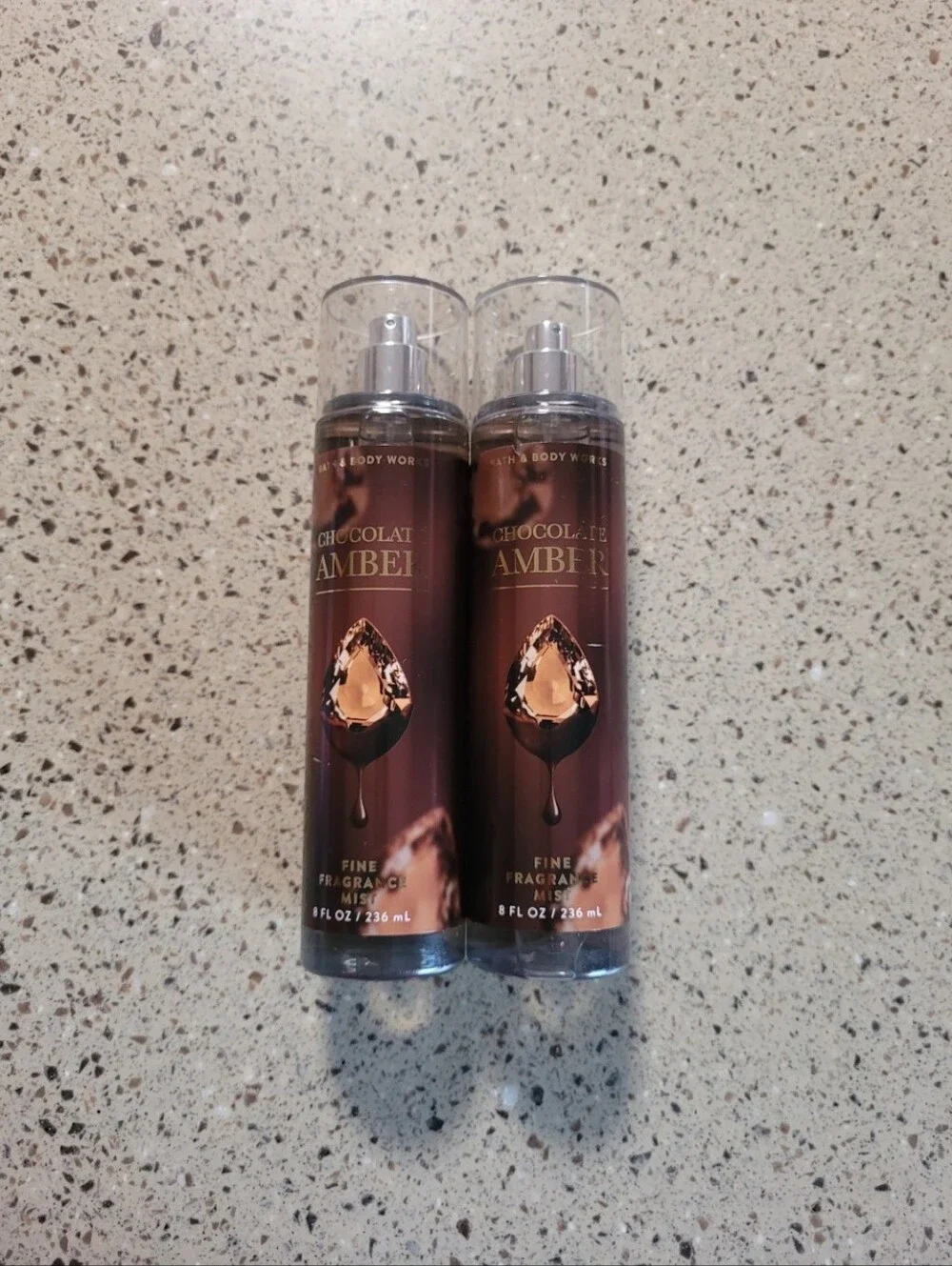 2 Bath & Body Works CHOCOLATE AMBER Fine Fragrance Body Mist 8oz Each.Fragranc
